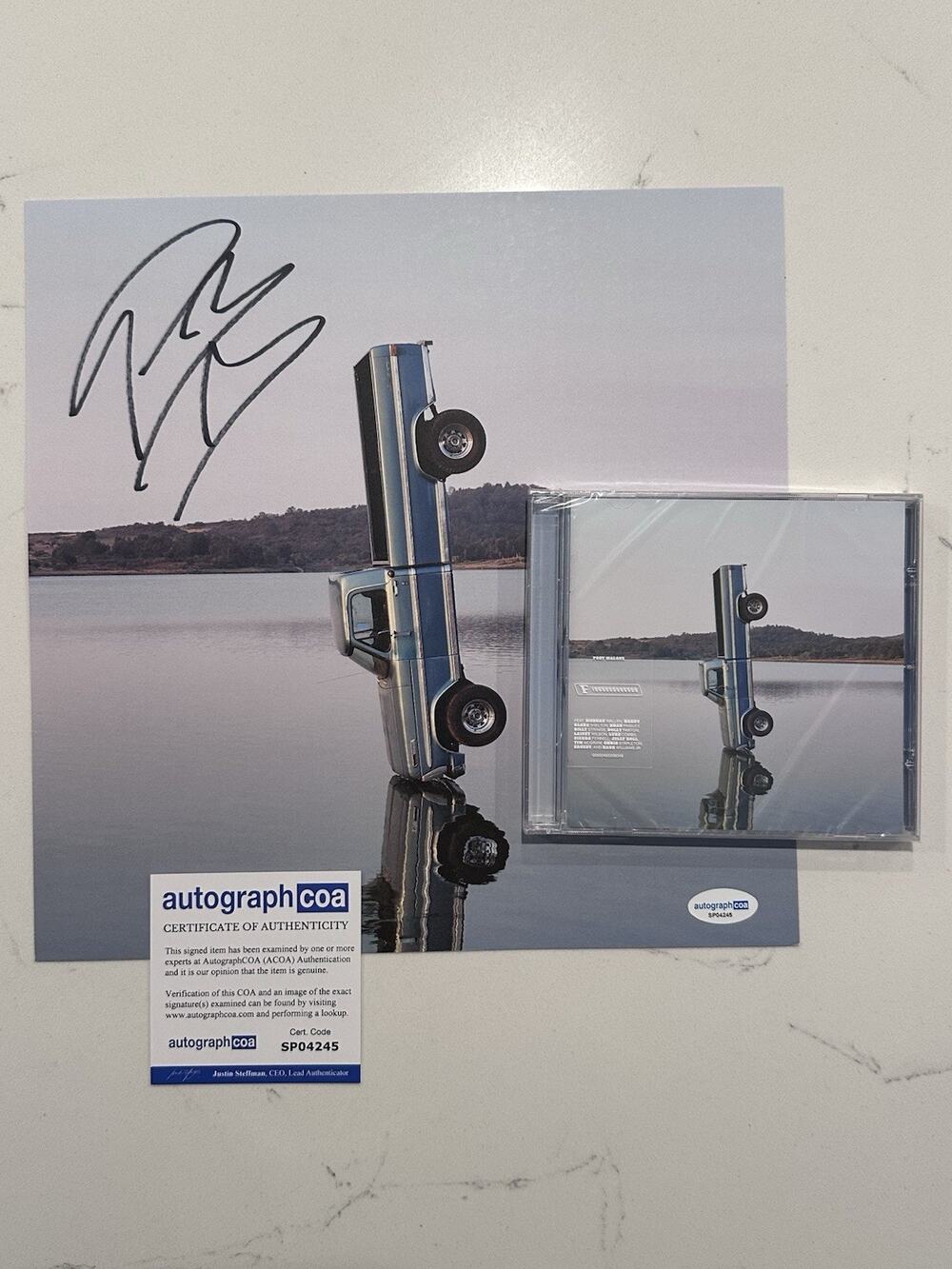 Post Malone F-1 Trillion CD with Signed 11x11 Print Autographed COA ACOA #7